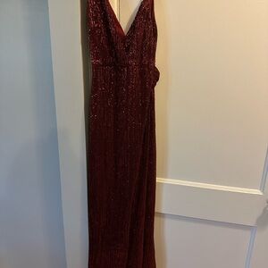 Elegant Burgundy Sequin Gown